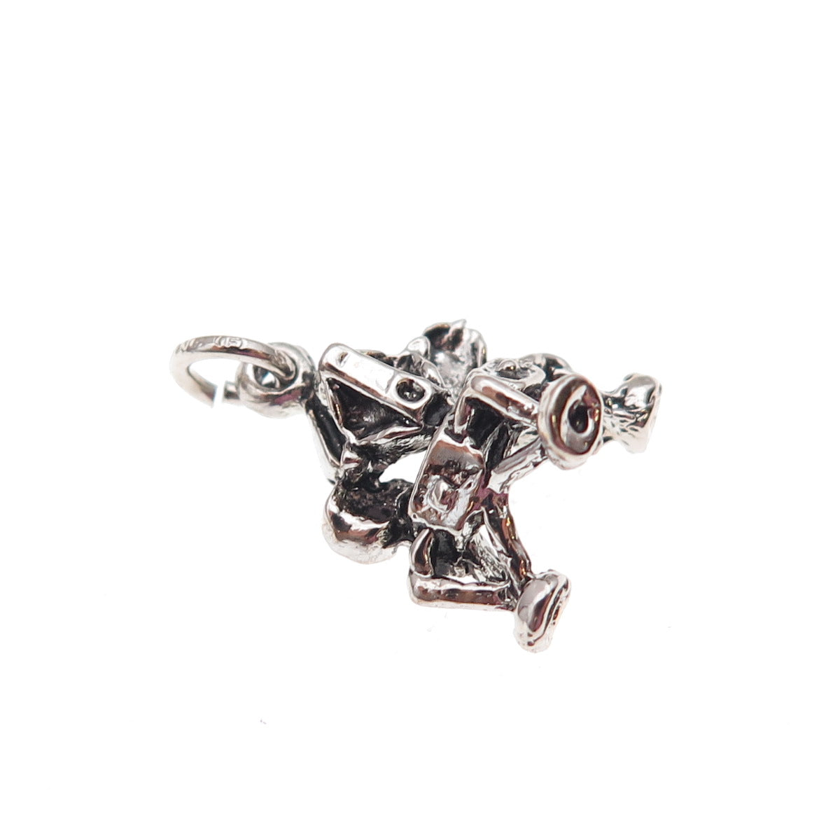925 Sterling Silver Vintage Lunar Lander Spacecraft Oxidized 3D Charm Pendant
