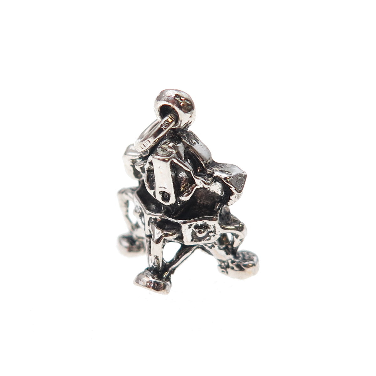 925 Sterling Silver Vintage Lunar Lander Spacecraft Oxidized 3D Charm Pendant