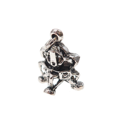 925 Sterling Silver Vintage Lunar Lander Spacecraft Oxidized 3D Charm Pendant
