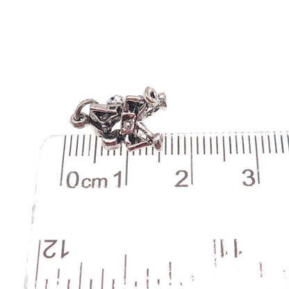 925 Sterling Silver Vintage Lunar Lander Spacecraft Oxidized 3D Charm Pendant