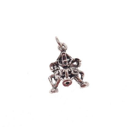925 Sterling Silver Vintage Lunar Lander Spacecraft Oxidized 3D Charm Pendant