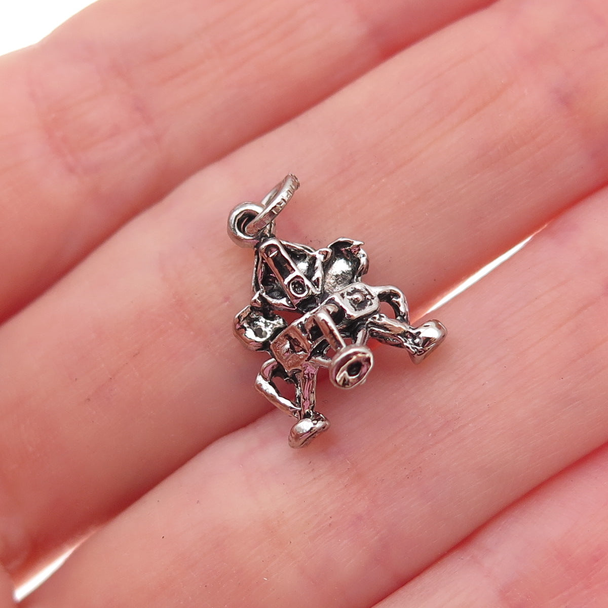 925 Sterling Silver Vintage Lunar Lander Spacecraft Oxidized 3D Charm Pendant