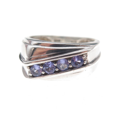 Chuck Clemency 925 Sterling Silver Real Round-Cut Tanzanite Ring Size 8