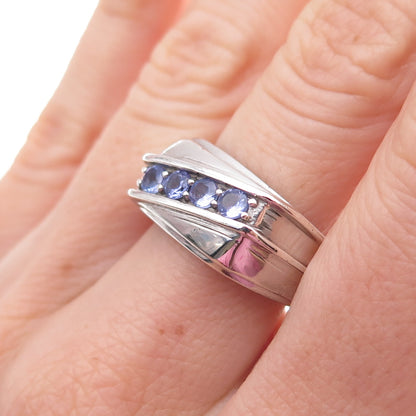 Chuck Clemency 925 Sterling Silver Real Round-Cut Tanzanite Ring Size 8