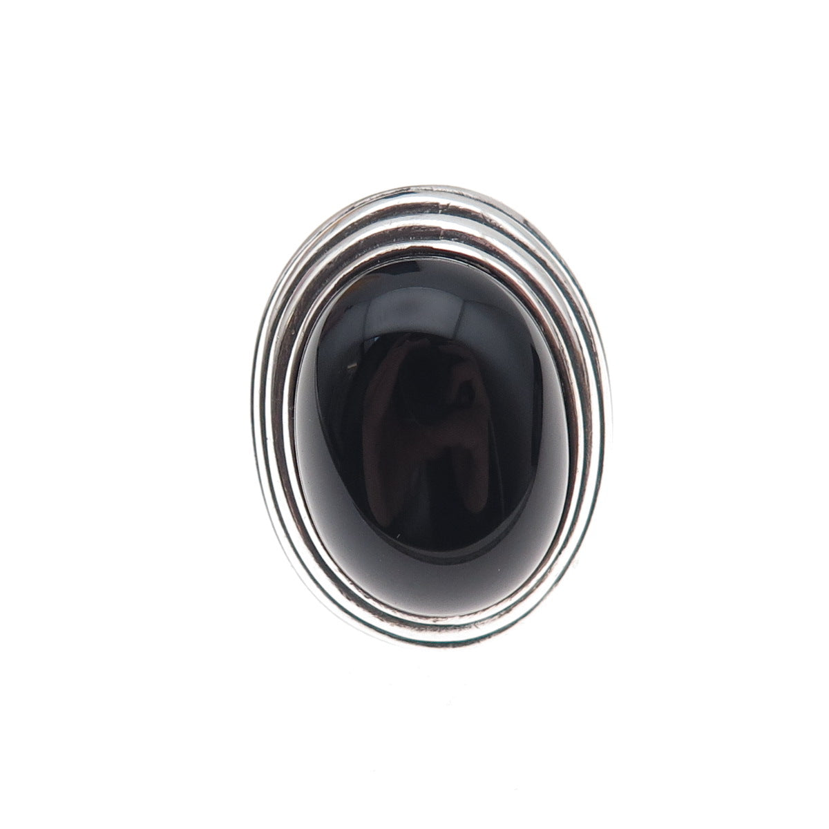 Kabana 925 Sterling Silver Vintage Real Black Onyx Modernist Ring Size 6.25