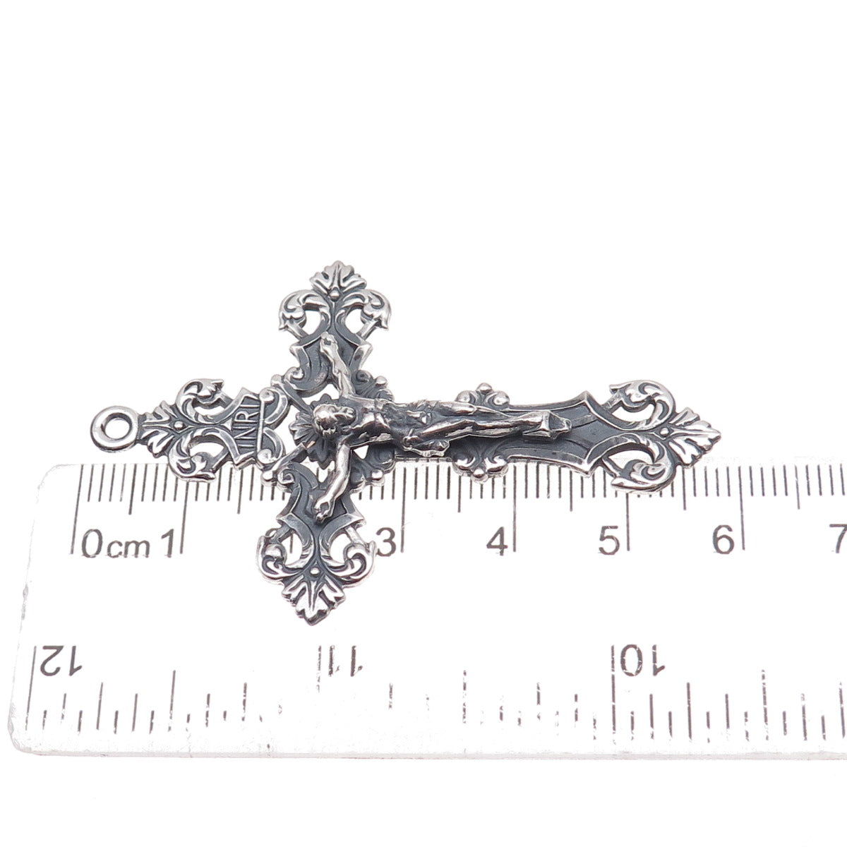925 Sterling Silver Vintage Crucifix Cross Oxidized Pendant