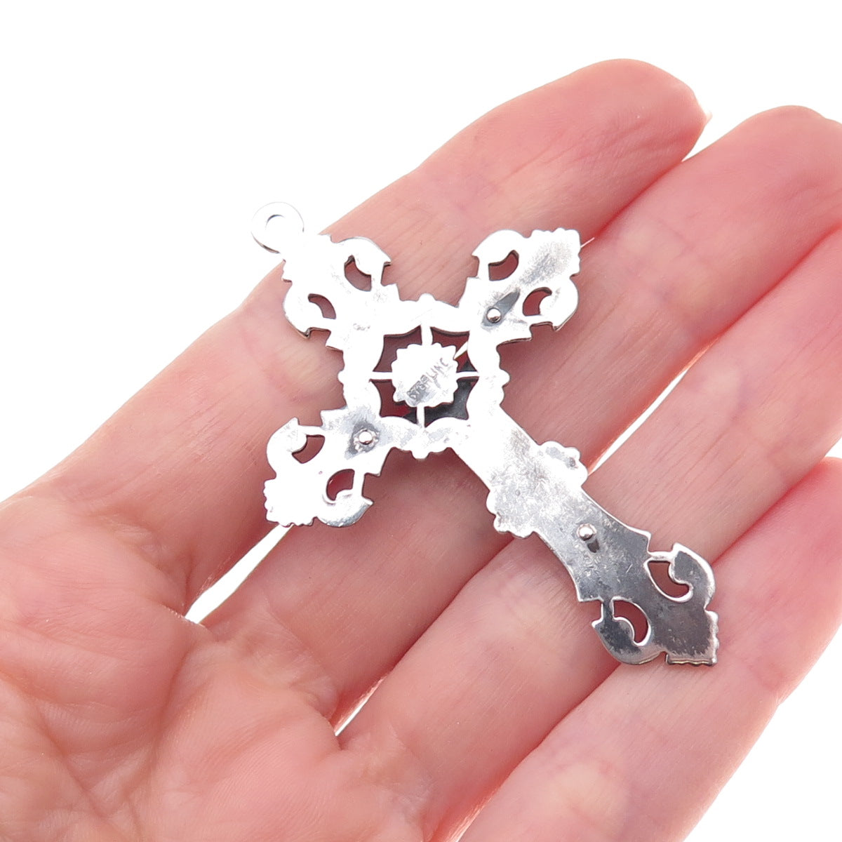 925 Sterling Silver Vintage Crucifix Cross Oxidized Pendant