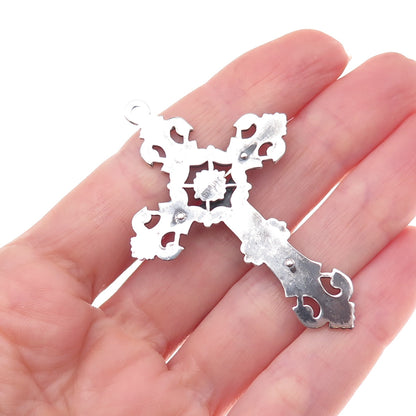 925 Sterling Silver Vintage Crucifix Cross Oxidized Pendant