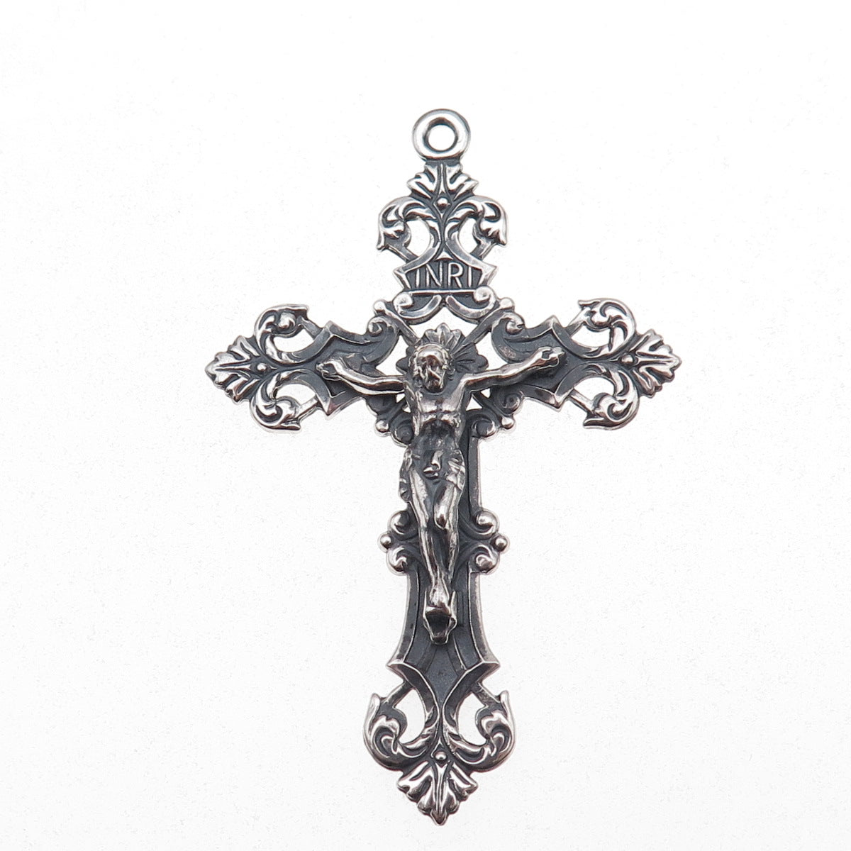 925 Sterling Silver Vintage Crucifix Cross Oxidized Pendant