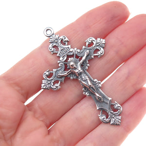 925 Sterling Silver Vintage Crucifix Cross Oxidized Pendant