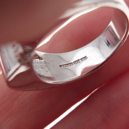 925 Sterling Silver Mexico Real Round-Cut Diamond Bow Ring Size 7