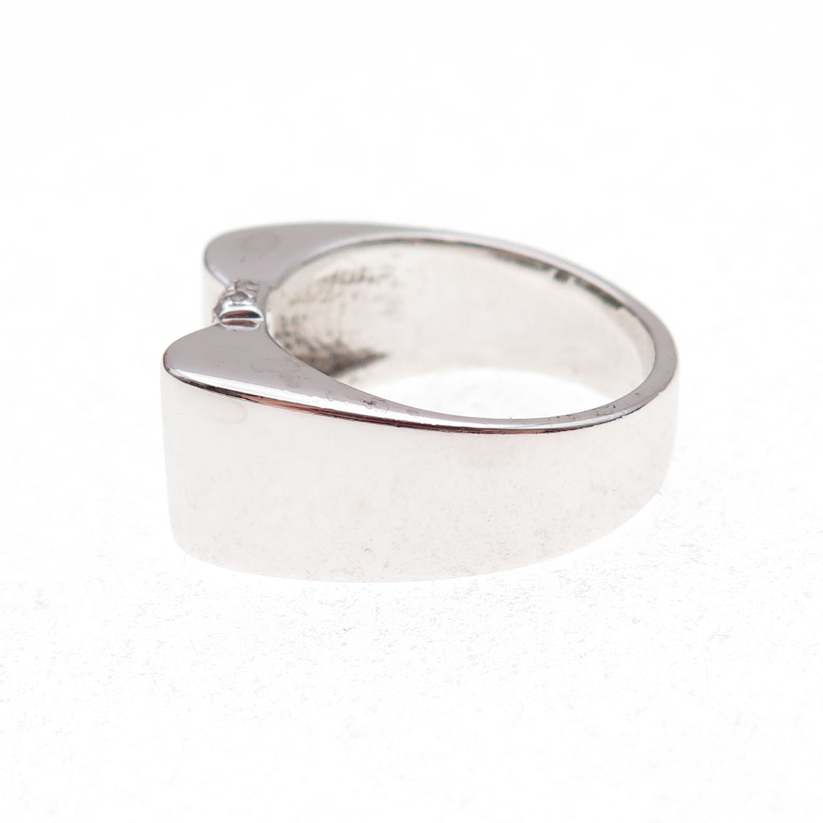 925 Sterling Silver Mexico Real Round-Cut Diamond Bow Ring Size 7