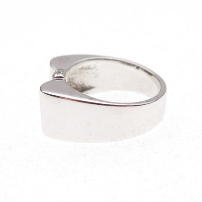 925 Sterling Silver Mexico Real Round-Cut Diamond Bow Ring Size 7