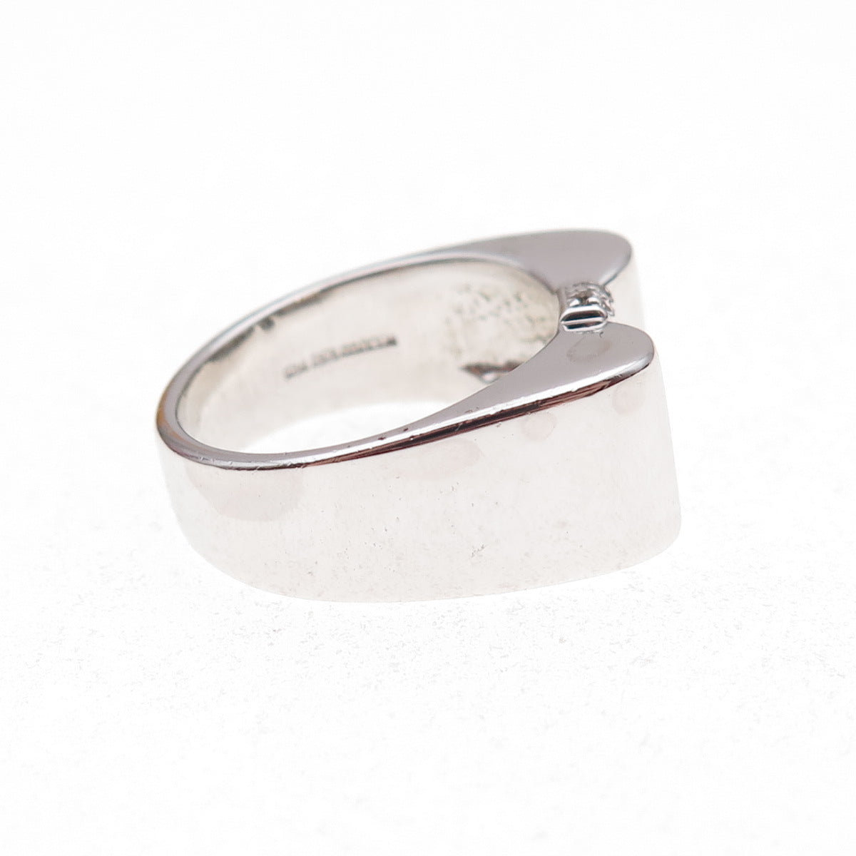 925 Sterling Silver Mexico Real Round-Cut Diamond Bow Ring Size 7
