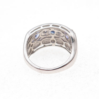 Chuck Clemency 925 Sterling Silver Real Oval & Round-Cut Tanzanite Ring Size 6