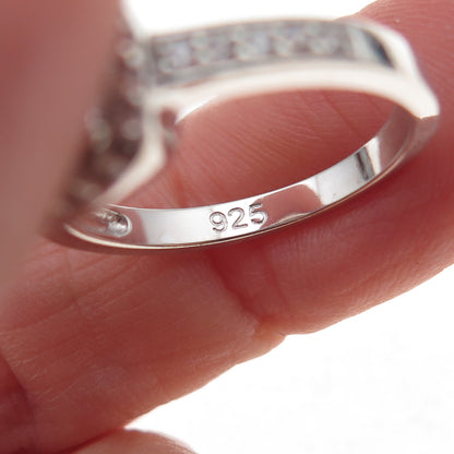 925 Sterling Silver Round-Cut C Z Engagement Ring Size 7