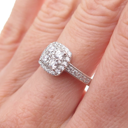 925 Sterling Silver Round-Cut C Z Engagement Ring Size 7