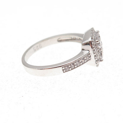925 Sterling Silver Round-Cut C Z Engagement Ring Size 7