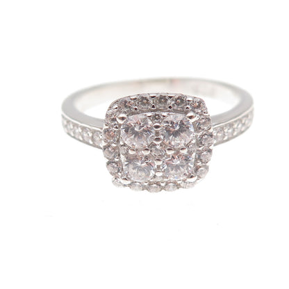 925 Sterling Silver Round-Cut C Z Engagement Ring Size 7