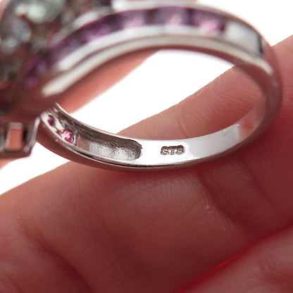 Chuck Clemency 925 Sterling Silver Real Iolite & Amethyst Ring Size 8.25