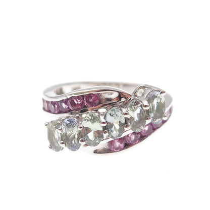 Chuck Clemency 925 Sterling Silver Real Iolite & Amethyst Ring Size 8.25