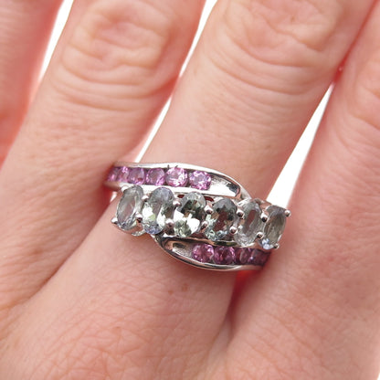 Chuck Clemency 925 Sterling Silver Real Iolite & Amethyst Ring Size 8.25