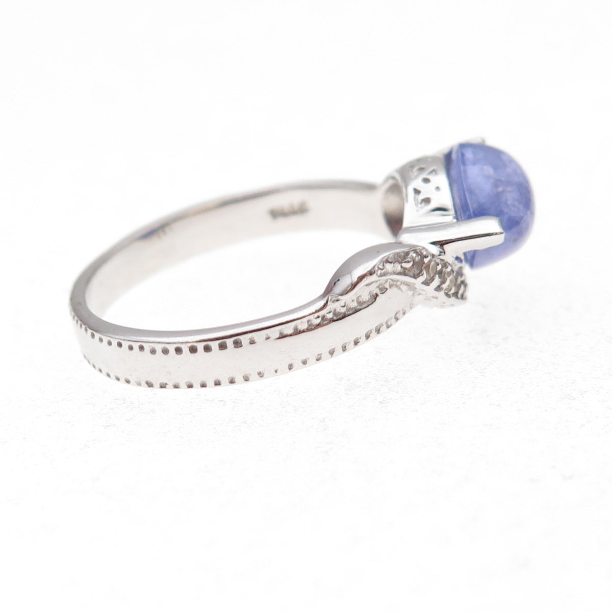 925 Sterling Silver Real Tanzanite & White Topaz Ring Size 8