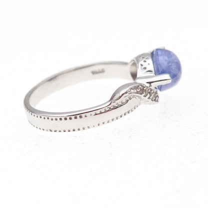 925 Sterling Silver Real Tanzanite & White Topaz Ring Size 8