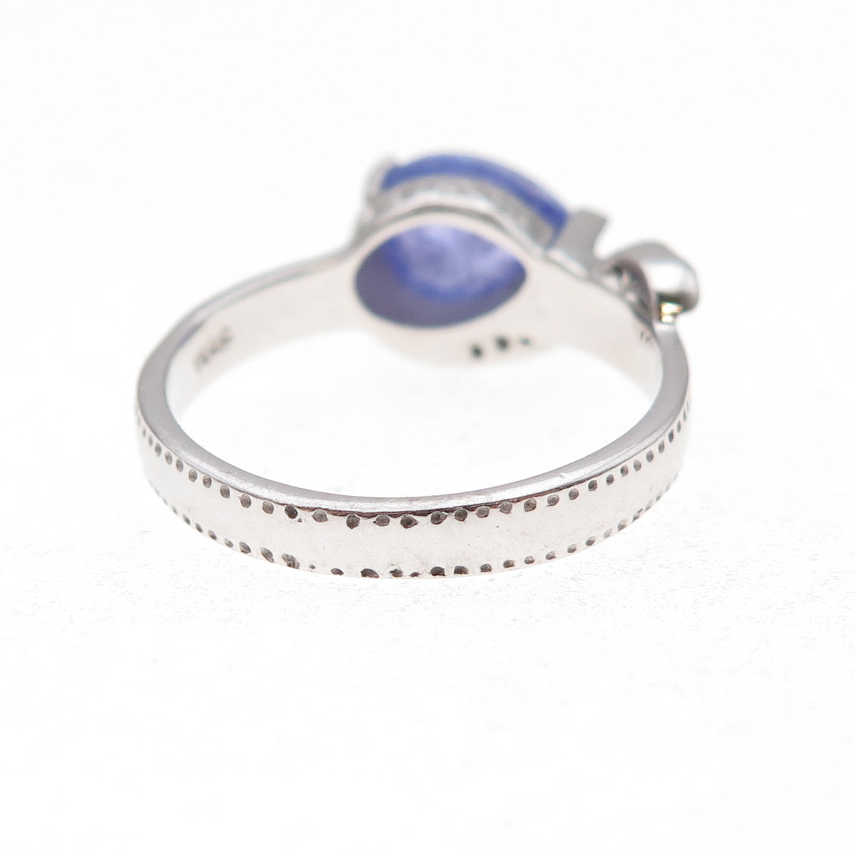 925 Sterling Silver Real Tanzanite & White Topaz Ring Size 8