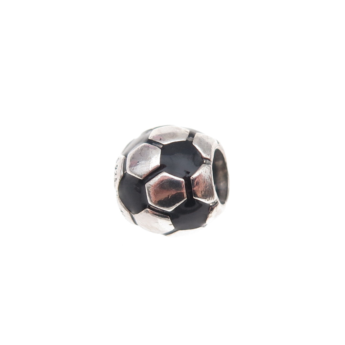 Pandora 925 Sterling Silver Enamel Soccer Ball Slide Bead Charm