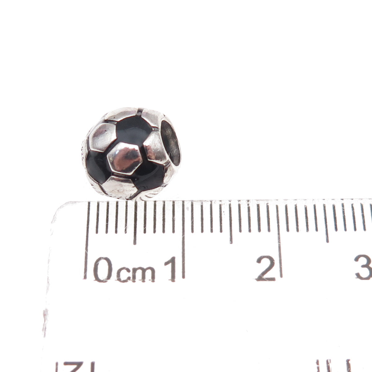 Pandora 925 Sterling Silver Enamel Soccer Ball Slide Bead Charm
