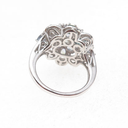 Chuck Clemency 925 Sterling Silver Real Tanzanite & White Topaz Ring Size 8.25