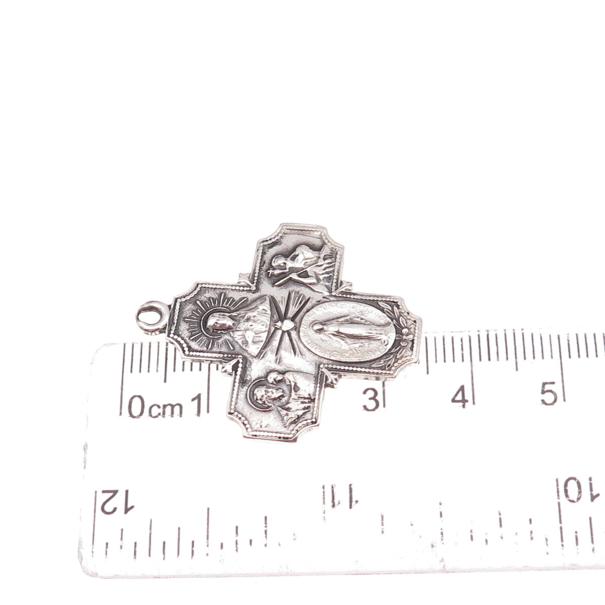 925 Sterling Silver Antique Art Deco St. Christopher & St. Joseph Cross Pendant