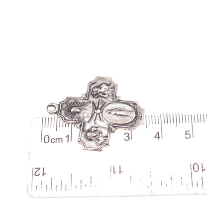 925 Sterling Silver Antique Art Deco St. Christopher & St. Joseph Cross Pendant