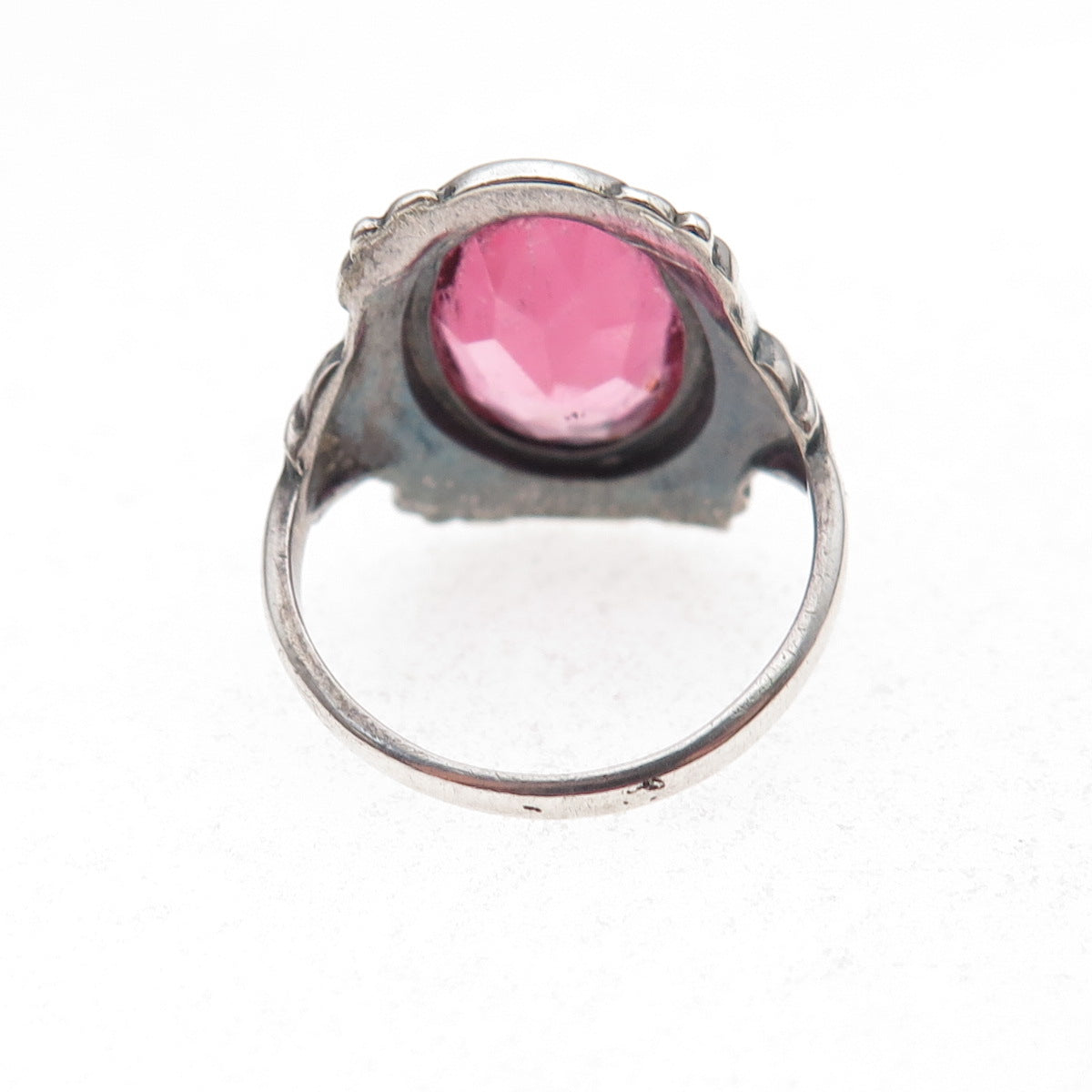 Uncas 925 Sterling Antique Art Deco Real Marcasite & Rhinestone Ring Size 5.75