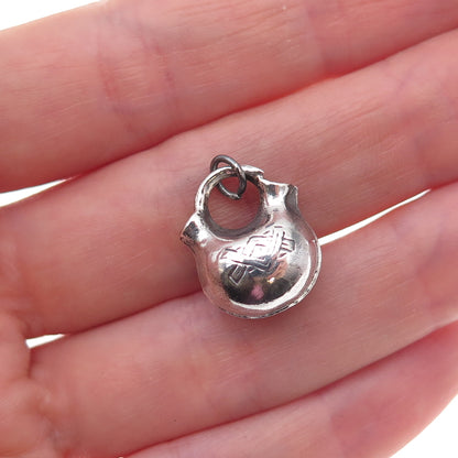 Old Pawn 925 Sterling Silver Vintage Southwestern Wedding Vase 3D Charm Pendant