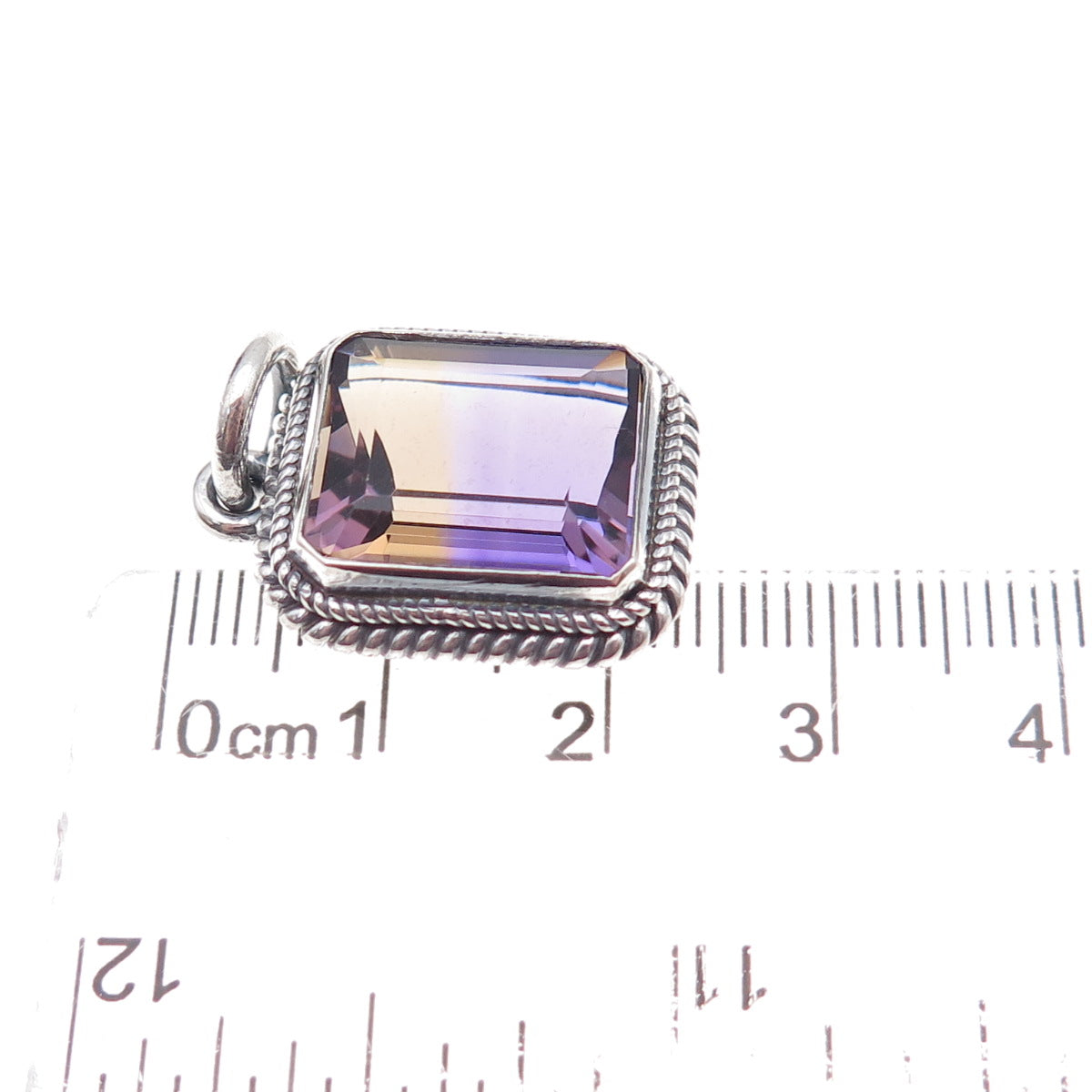 925 Sterling Silver Vintage Real Ametrine Oxidized Charm Pendant