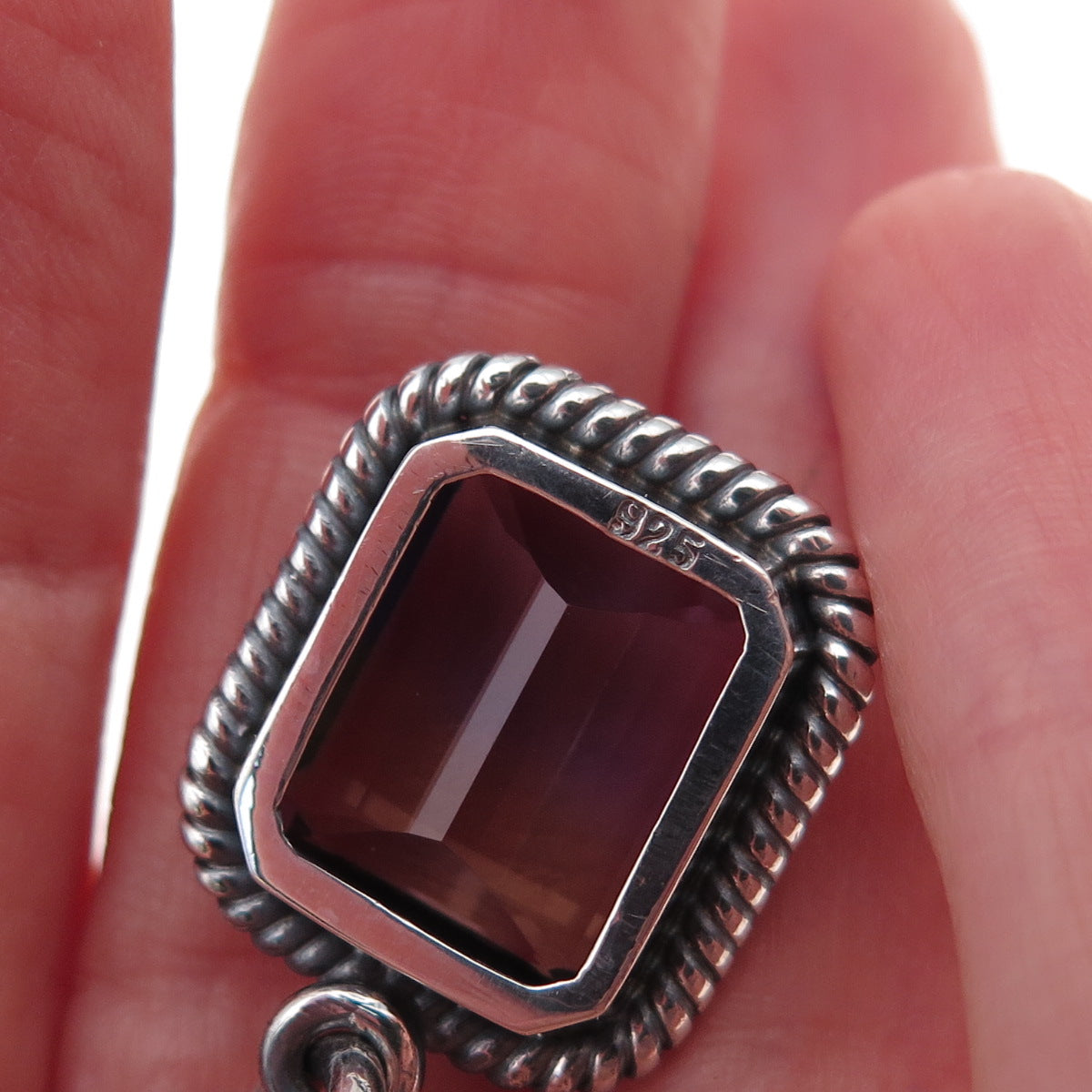 925 Sterling Silver Vintage Real Ametrine Oxidized Charm Pendant
