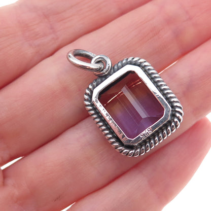925 Sterling Silver Vintage Real Ametrine Oxidized Charm Pendant