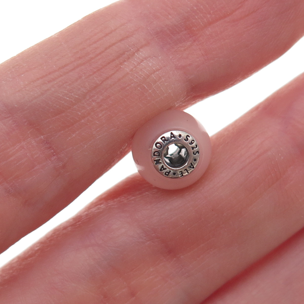 Pandora 925 Sterling Silver Pink Crystal Essence Caring Slide Bead Charm