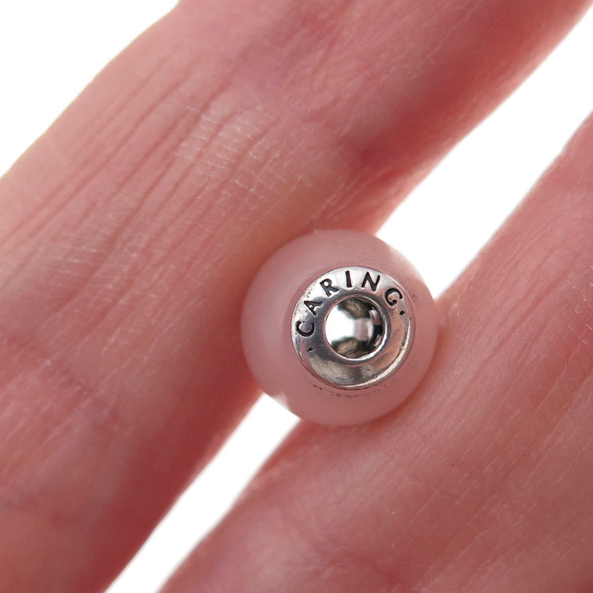Pandora 925 Sterling Silver Pink Crystal Essence Caring Slide Bead Charm