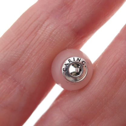 Pandora 925 Sterling Silver Pink Crystal Essence Caring Slide Bead Charm