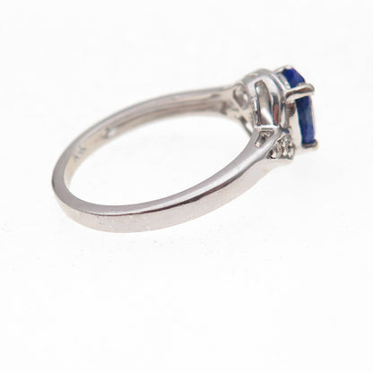 Chuck Clemency 925 Sterling Silver Real Lapis & White Topaz Ring Size 8