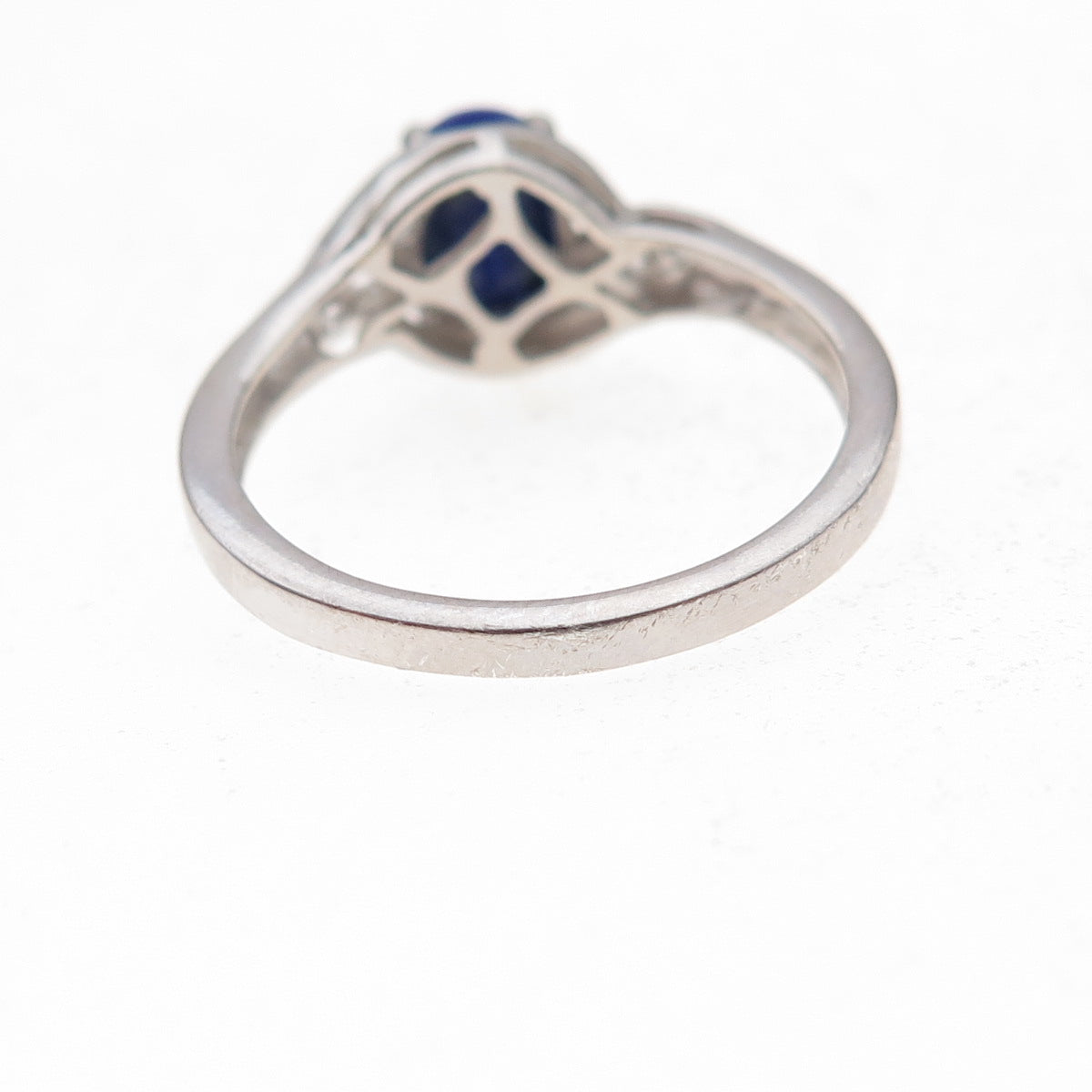 Chuck Clemency 925 Sterling Silver Real Lapis & White Topaz Ring Size 8