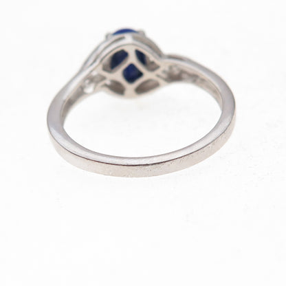 Chuck Clemency 925 Sterling Silver Real Lapis & White Topaz Ring Size 8