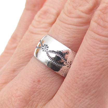 Old Pawn 925 Sterling Silver Vintage Southwestern Tribal Band Ring Size 8
