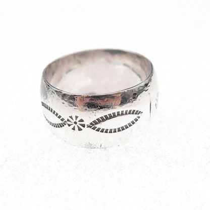 Old Pawn 925 Sterling Silver Vintage Southwestern Tribal Band Ring Size 8