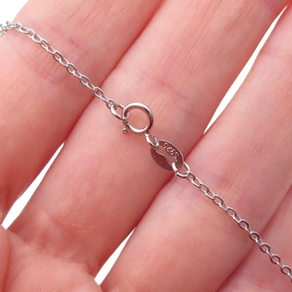 925 Sterling Silver Real Amethyst Floral Cable Chain Necklace 18"