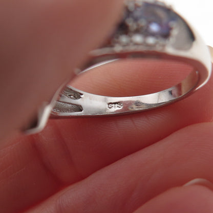 Chuck Clemency 925 Sterling Silver Real Oval-Cut Tanzanite Bypass Ring Size 8