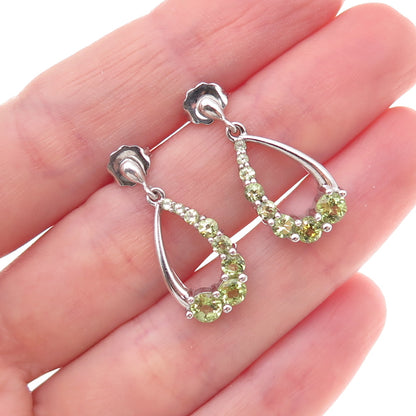 Atelier 925 Sterling Silver Real Graduated Peridot Teardrop Dangle Earrings